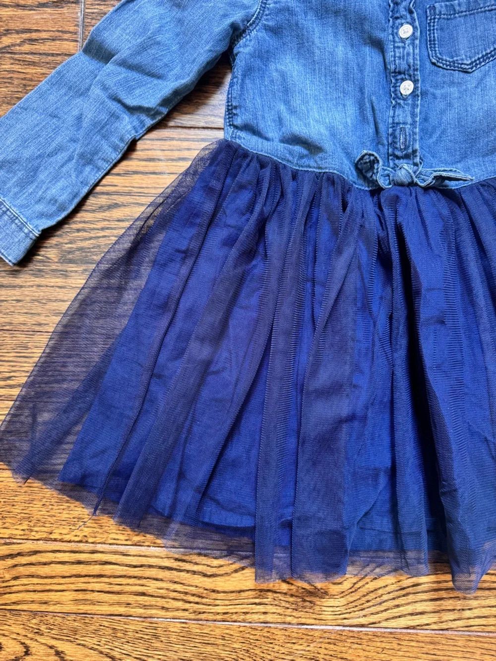 OshKosh B'gosh Denim Button-Down Dress with Navy Tulle Skirt